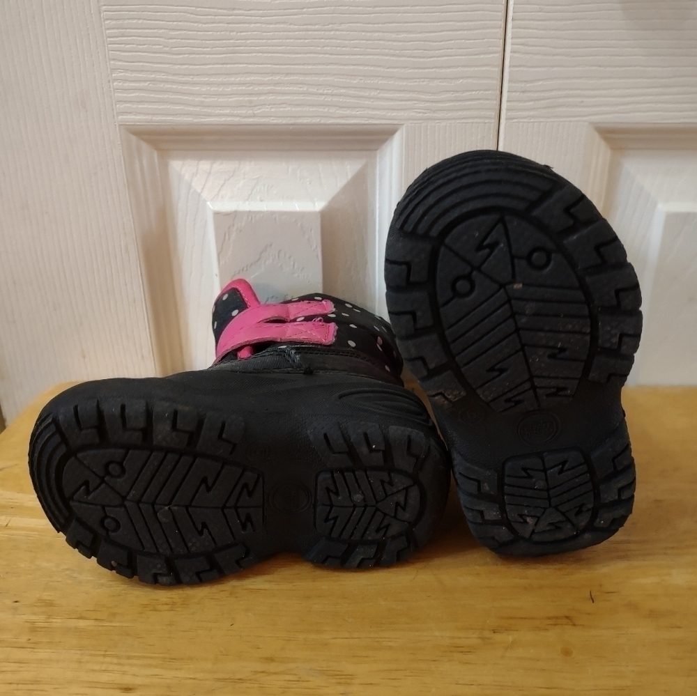 Wonder Nation Kids Snow Boots Sz 6 Black Hot Pink Girls - Picture 5 of 6